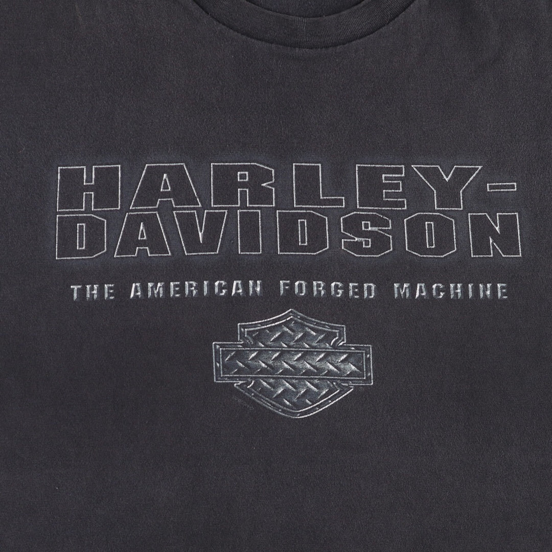 00'S Harley-Davidson Motorcycle Bike T-shirt Made in USA Men's L size cotton black type Vintage Second Hand