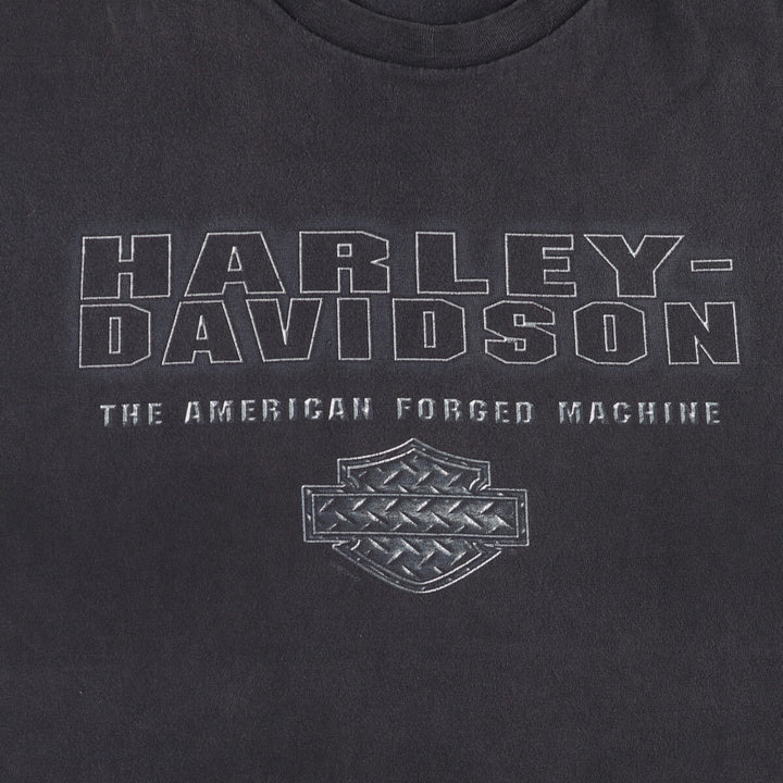 00'S Harley-Davidson Motorcycle Bike T-shirt Made in USA Men's L size cotton black type Vintage Second Hand