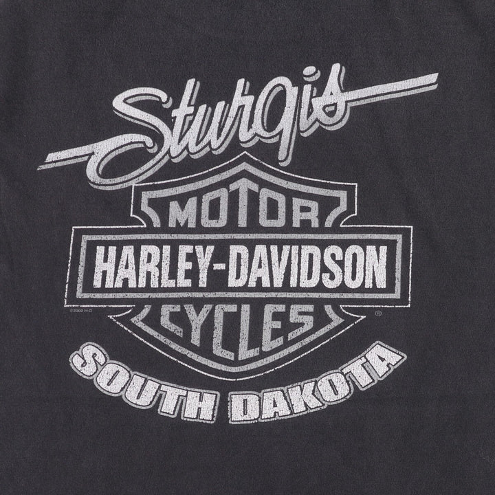 00'S Harley-Davidson Motorcycle Bike T-shirt Made in USA Men's L size cotton black type Vintage Second Hand
