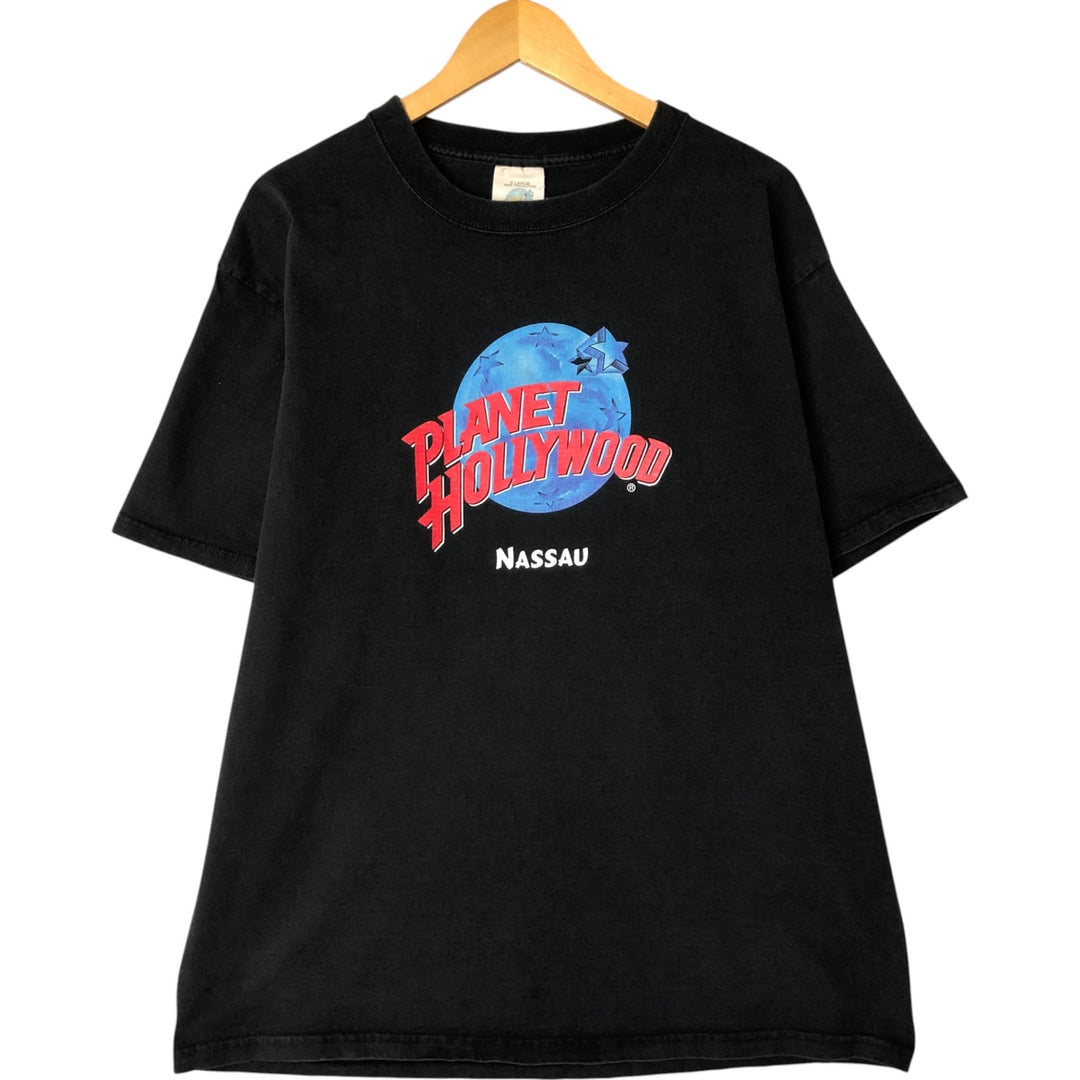 90'S PLANET HOLLYWOOD Advertising T-shirt Made in USA Men's XL Vintage cotton black type Vintage Second Hand