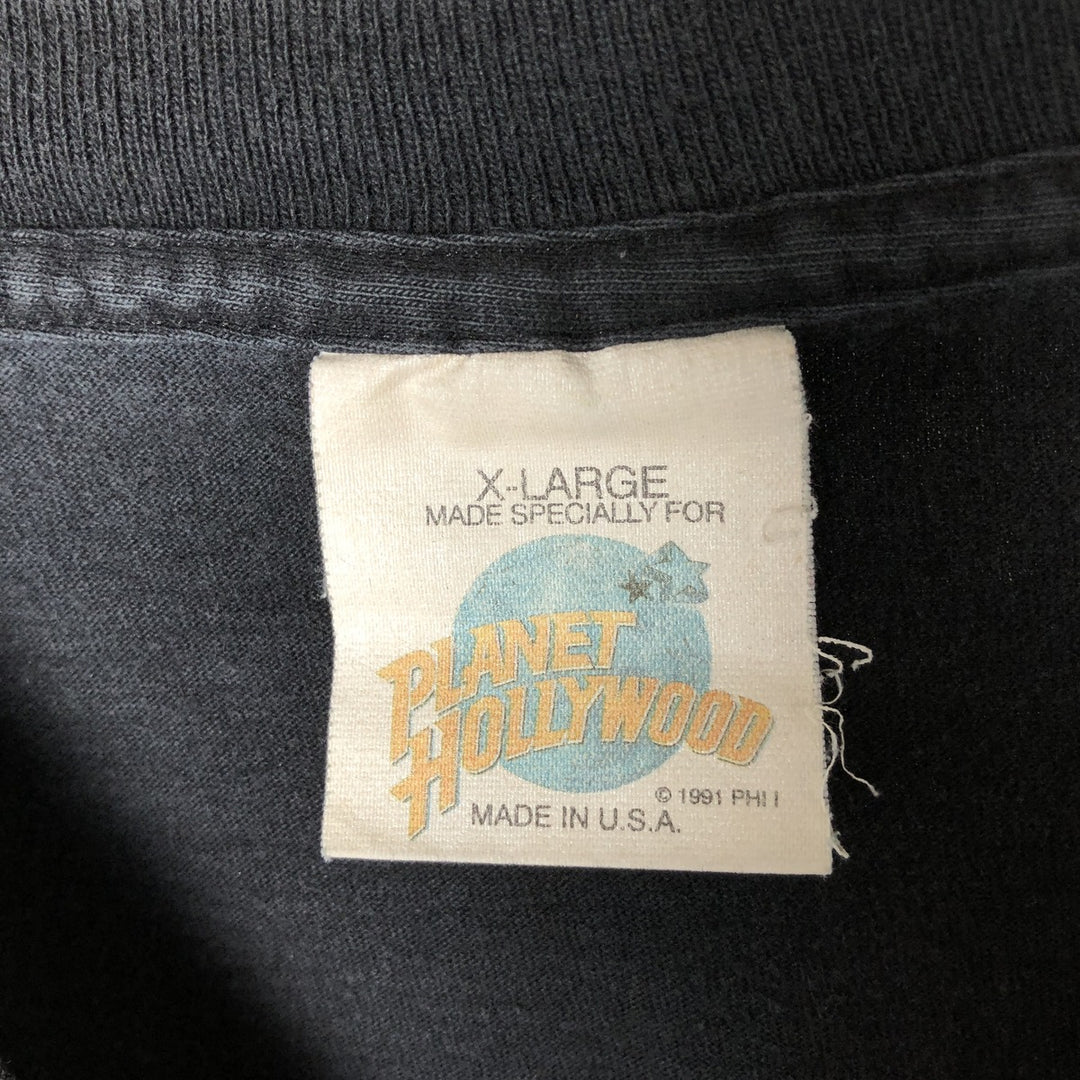 90'S PLANET HOLLYWOOD Advertising T-shirt Made in USA Men's XL Vintage cotton black type Vintage Second Hand