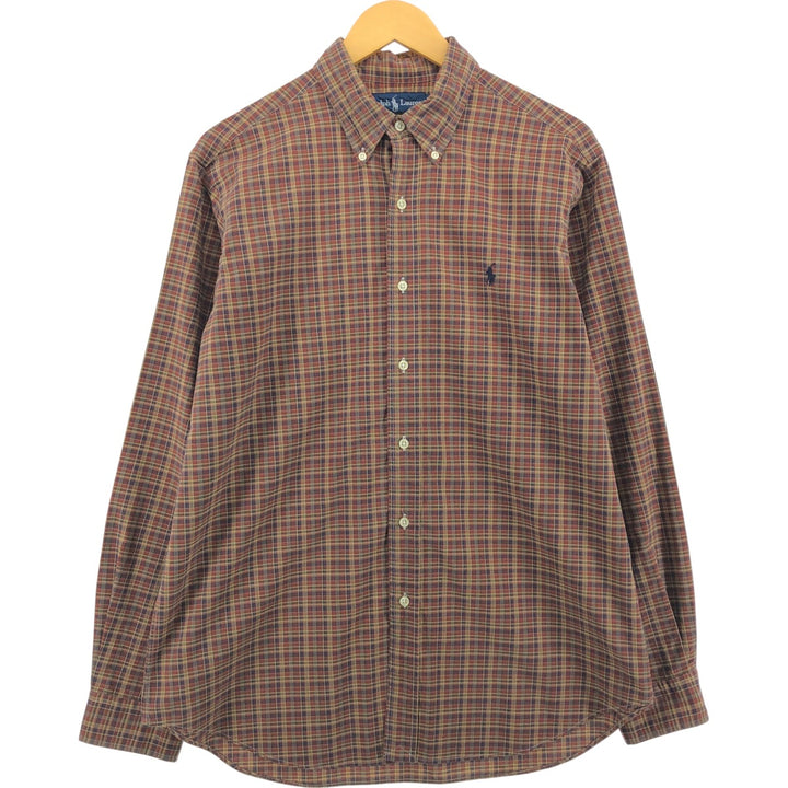 Ralph Lauren Classic Fit Long Sleeve Button Down Check Shirt, Men's Size L cotton brown type Vintage Second Hand
