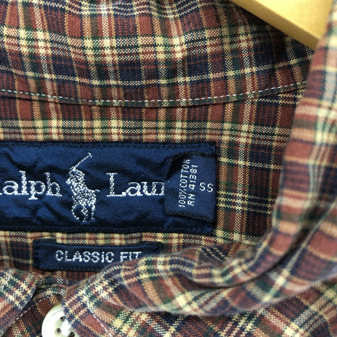 Ralph Lauren Classic Fit Long Sleeve Button Down Check Shirt, Men's Size L cotton brown type Vintage Second Hand