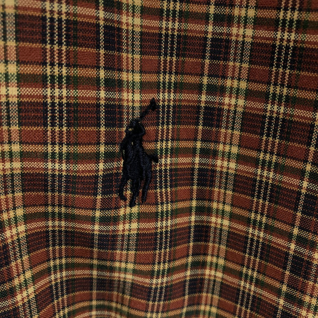 Ralph Lauren Classic Fit Long Sleeve Button Down Check Shirt, Men's Size L cotton brown type Vintage Second Hand