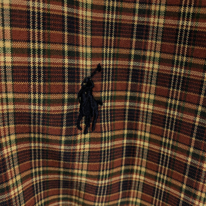 Ralph Lauren Classic Fit Long Sleeve Button Down Check Shirt, Men's Size L cotton brown type Vintage Second Hand
