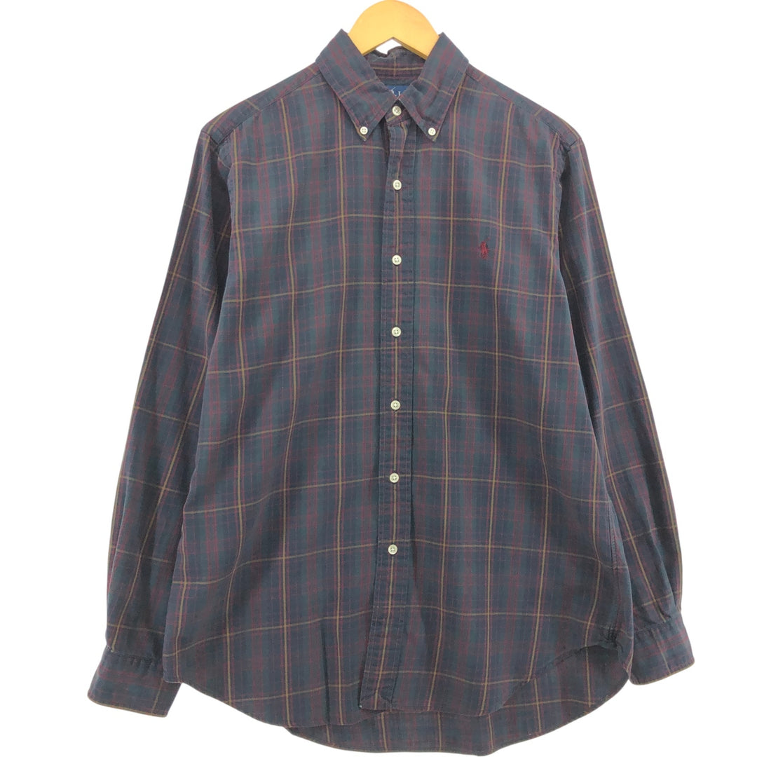 Ralph Lauren Classic Fit Long Sleeve Button Down Check Shirt Men's M cotton green type Vintage Second Hand