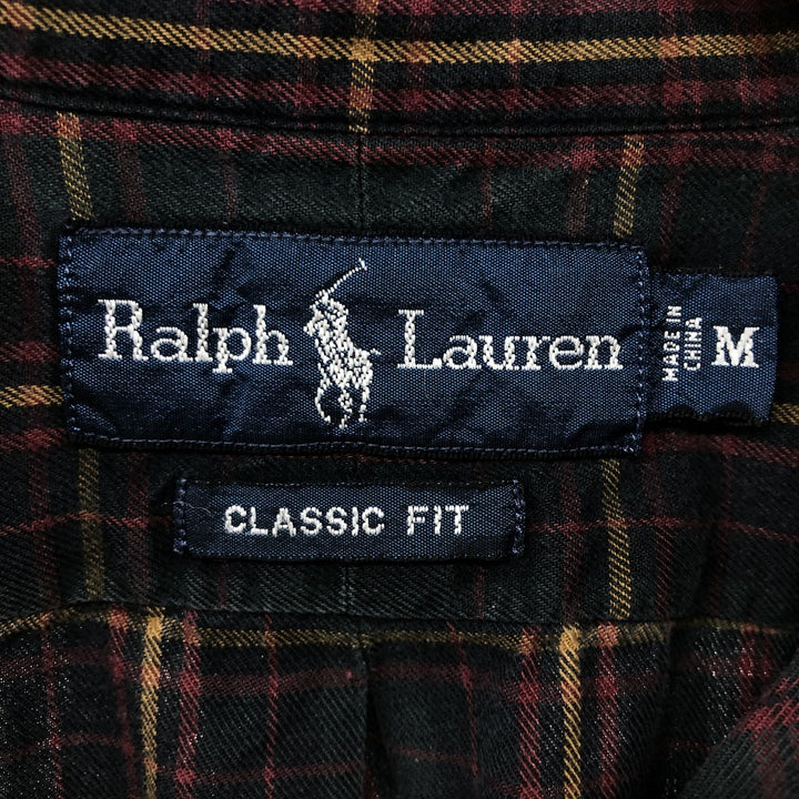 Ralph Lauren Classic Fit Long Sleeve Button Down Check Shirt Men's M cotton green type Vintage Second Hand