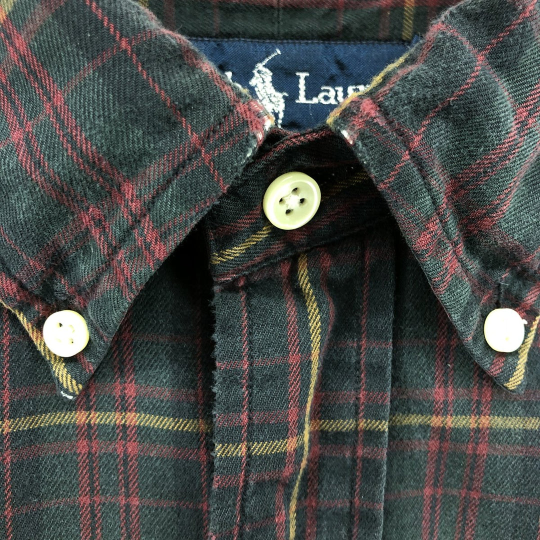 Ralph Lauren Classic Fit Long Sleeve Button Down Check Shirt Men's M cotton green type Vintage Second Hand
