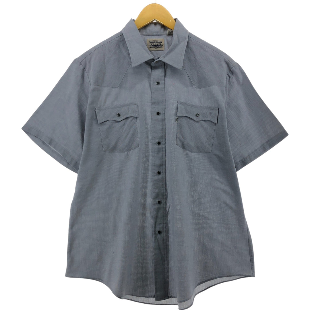 90'S Levi's short sleeve western shirt, men's XL size, vintage polyester Blue type light blue Vintage Second Hand