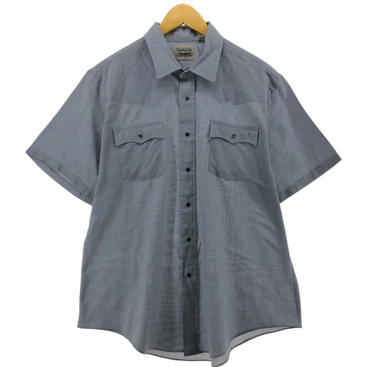 90'S Levi's short sleeve western shirt, men's XL size, vintage polyester Blue type light blue Vintage Second Hand
