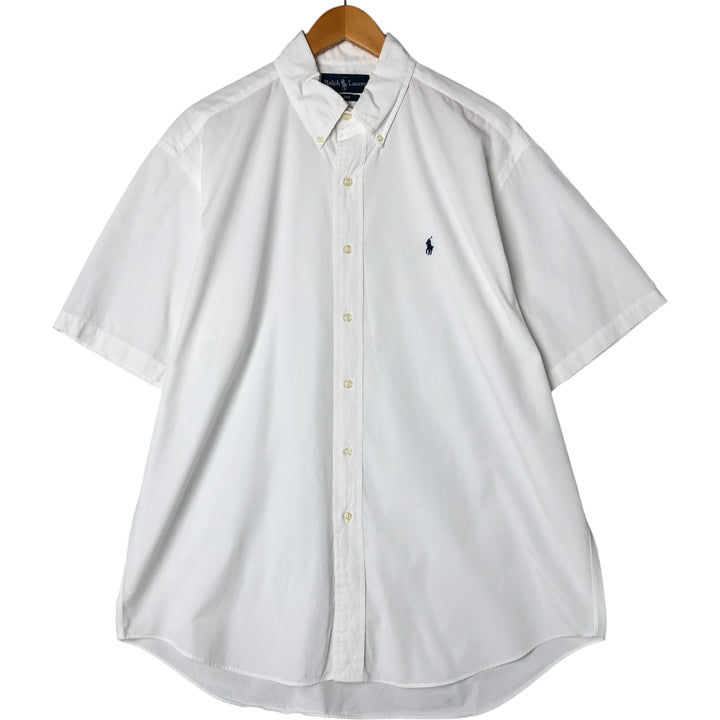 Ralph Lauren BLAKE short sleeve button down shirt, men's size L cotton white type Vintage Second Hand