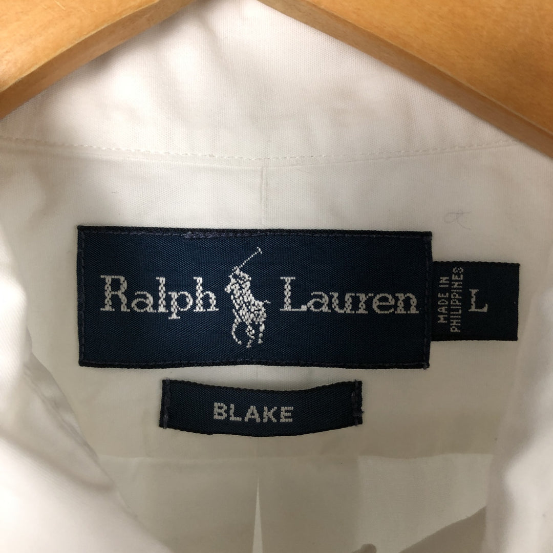 Ralph Lauren BLAKE short sleeve button down shirt, men's size L cotton white type Vintage Second Hand