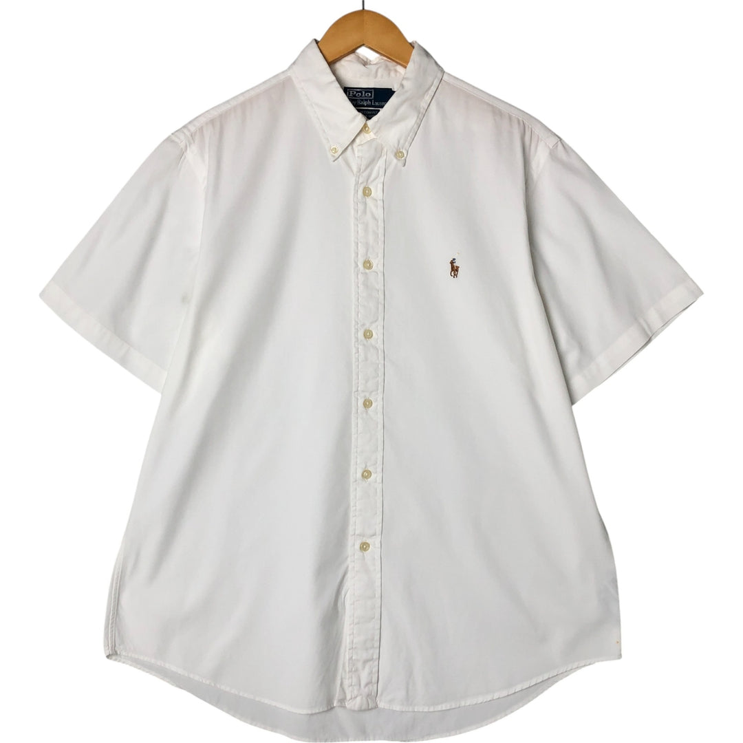 Ralph Lauren POLO by RALPH LAUREN CUSTOM FIT short sleeve button down shirt, men's size L cotton white type Vintage Second Hand