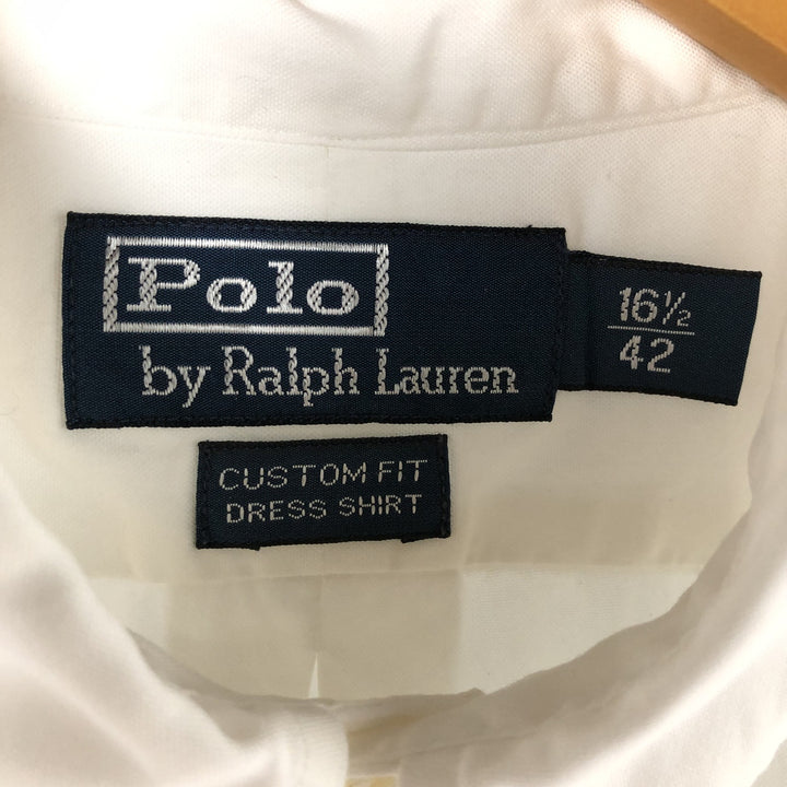 Ralph Lauren POLO by RALPH LAUREN CUSTOM FIT short sleeve button down shirt, men's size L cotton white type Vintage Second Hand