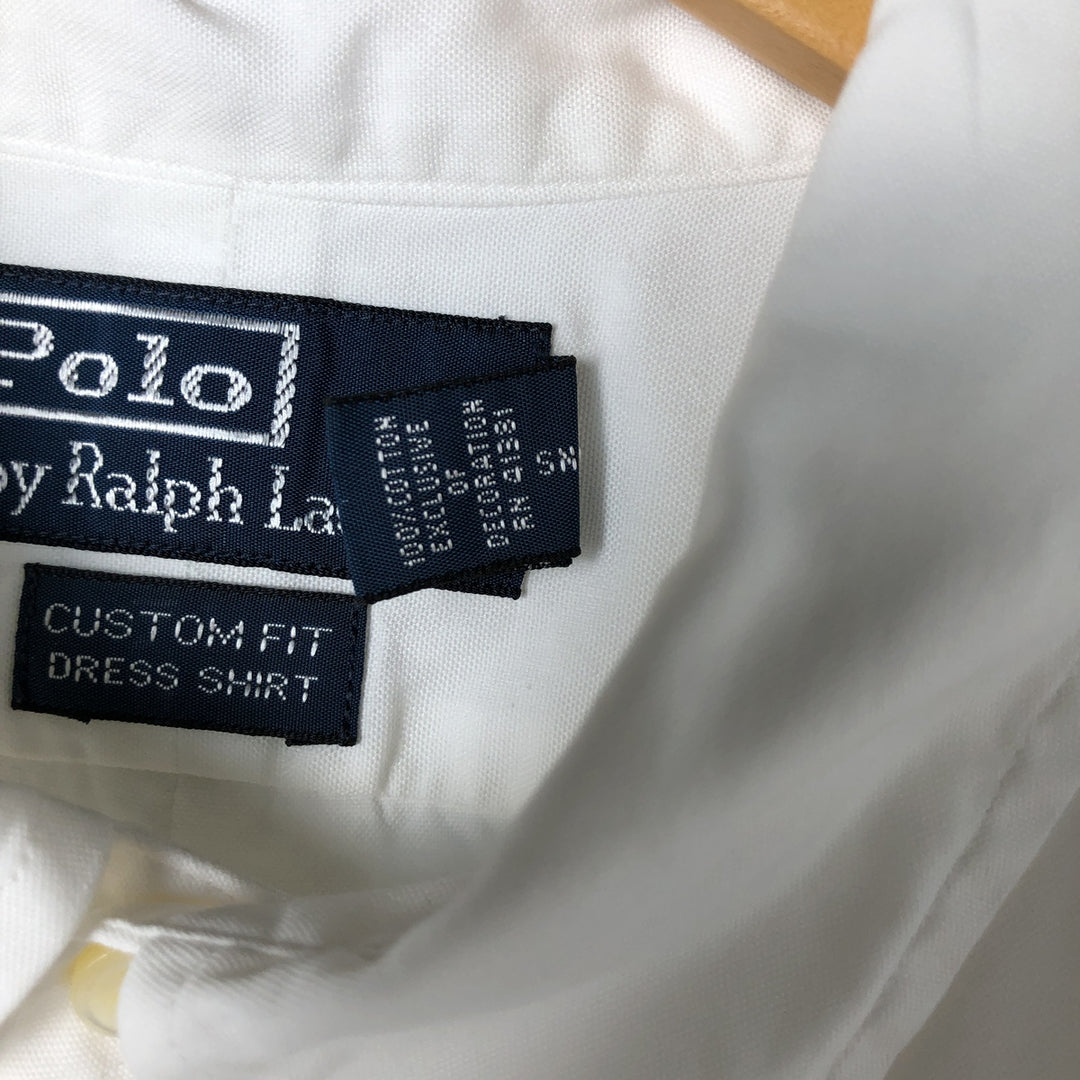 Ralph Lauren POLO by RALPH LAUREN CUSTOM FIT short sleeve button down shirt, men's size L cotton white type Vintage Second Hand