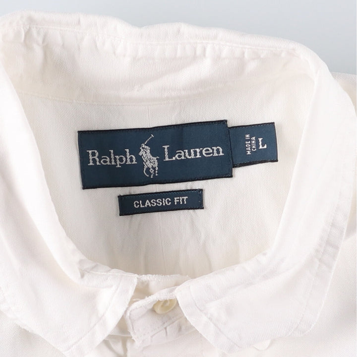 Ralph Lauren Classic Fit short sleeve button down shirt, men's size L cotton white type Vintage Second Hand