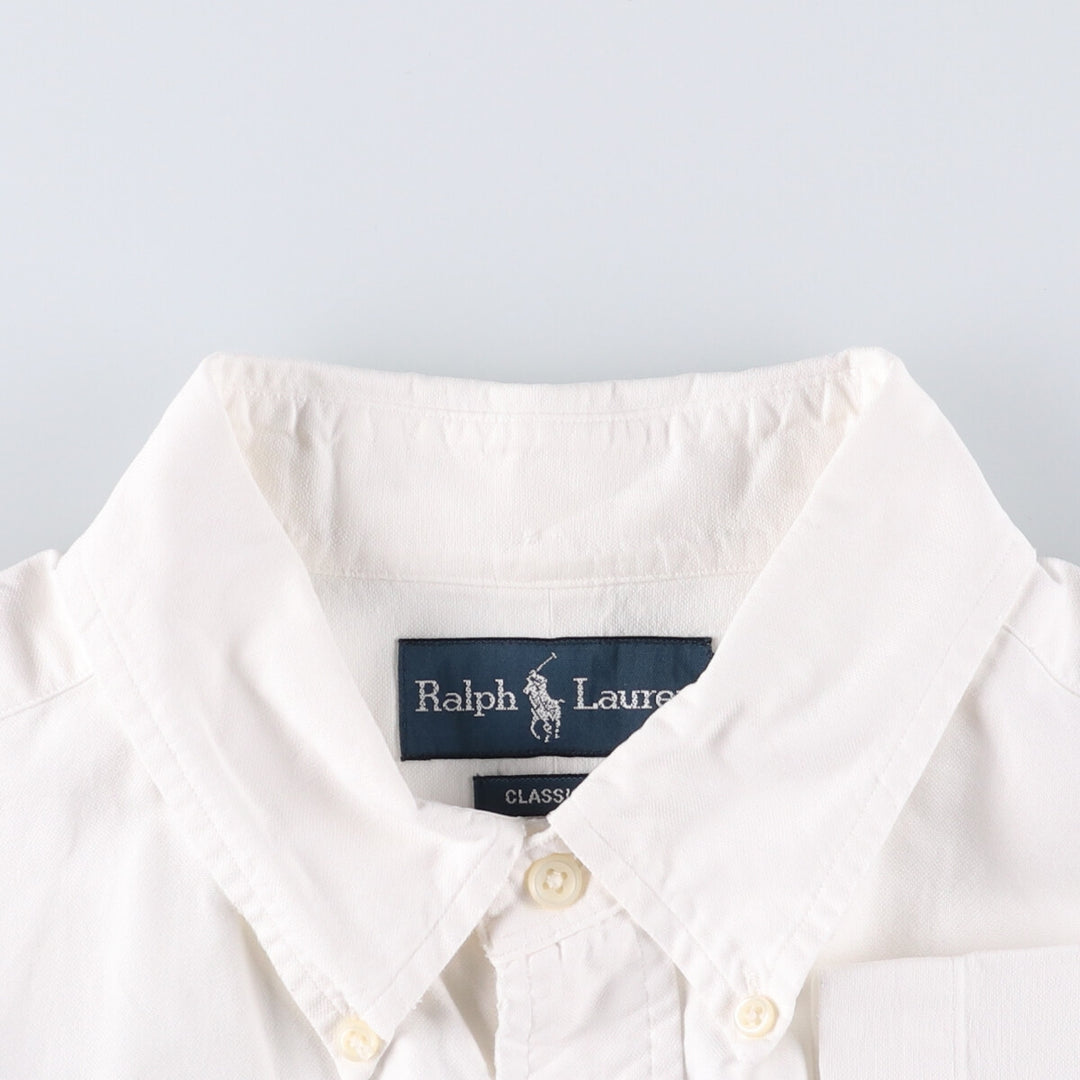 Ralph Lauren Classic Fit short sleeve button down shirt, men's size L cotton white type Vintage Second Hand