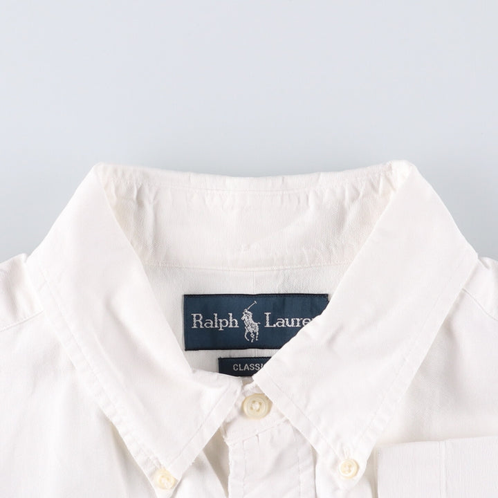 Ralph Lauren Classic Fit short sleeve button down shirt, men's size L cotton white type Vintage Second Hand
