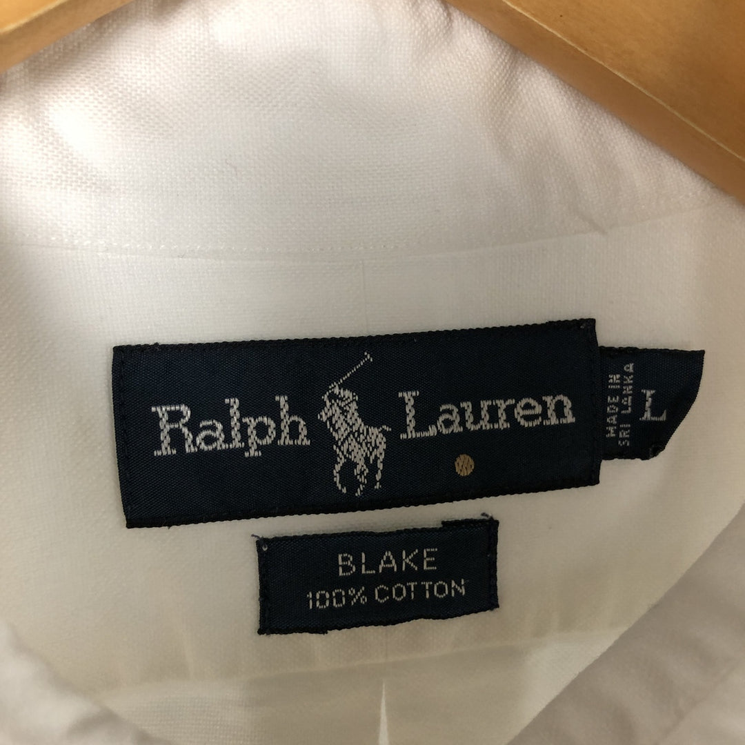 Ralph Lauren BLAKE short sleeve button down shirt, men's size L cotton white type Vintage Second Hand