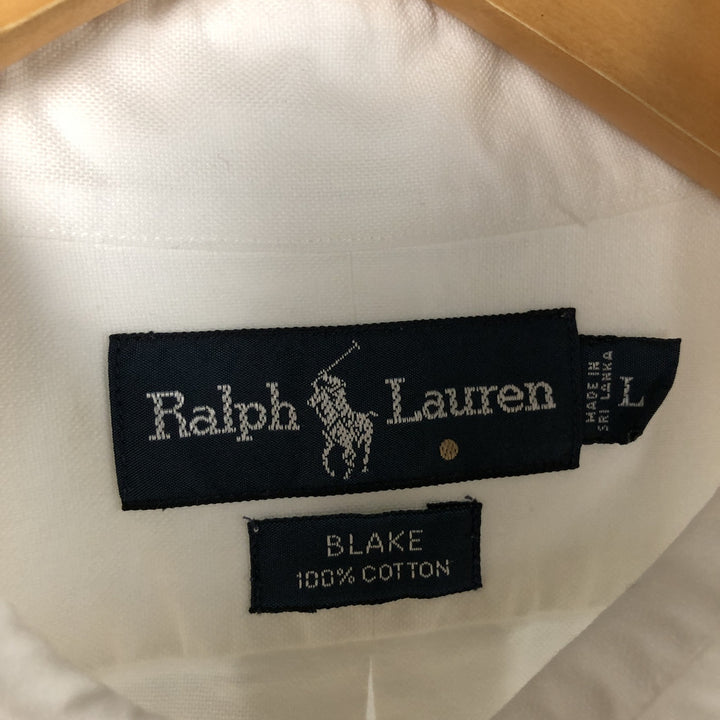 Ralph Lauren BLAKE short sleeve button down shirt, men's size L cotton white type Vintage Second Hand