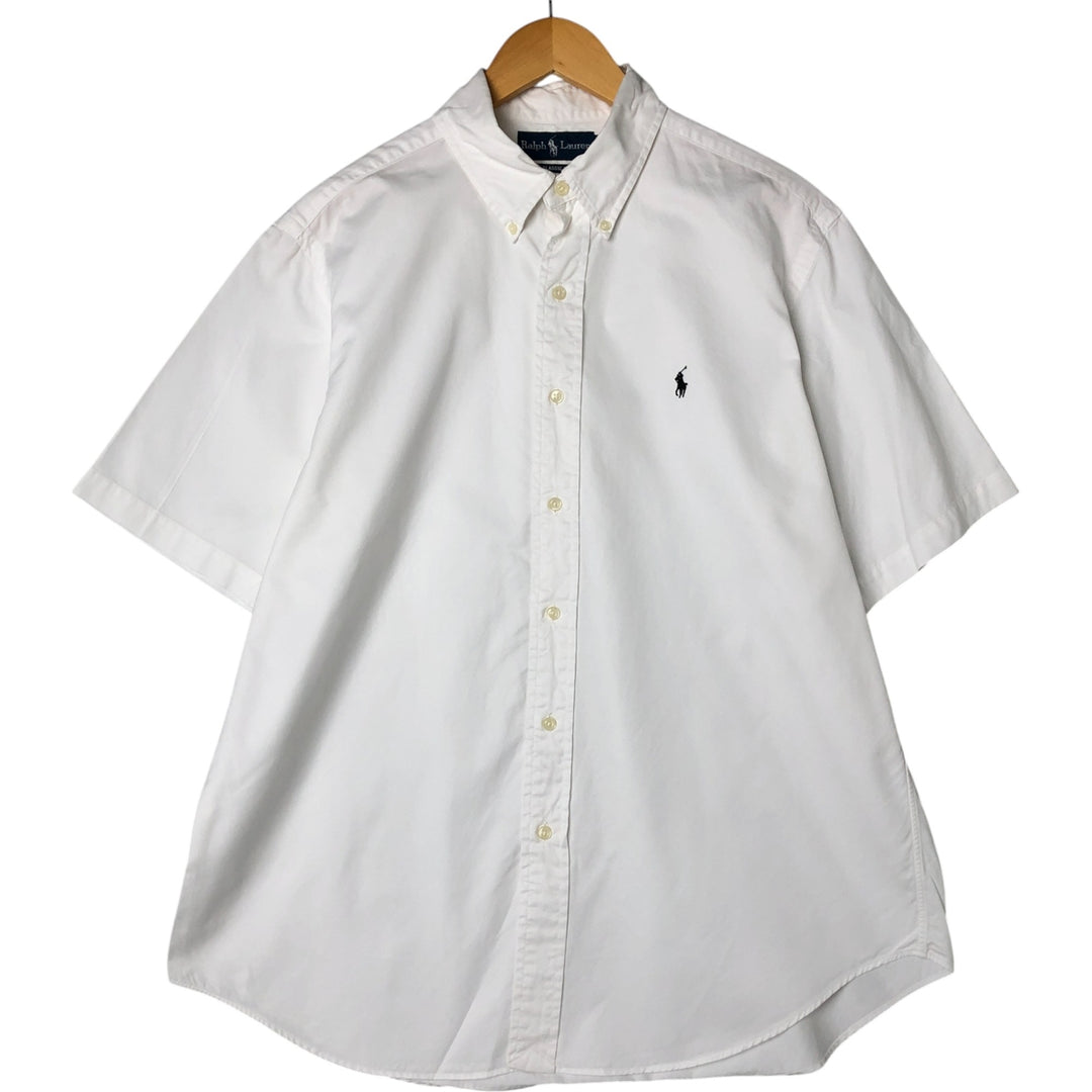 Ralph Lauren Classic Fit short sleeve button down shirt, men's size L cotton white type Vintage Second Hand