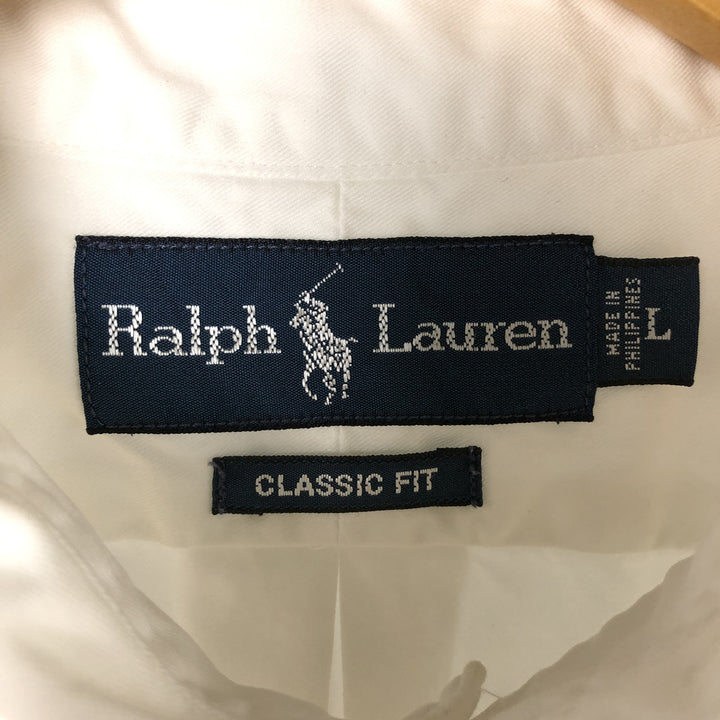 Ralph Lauren Classic Fit short sleeve button down shirt, men's size L cotton white type Vintage Second Hand