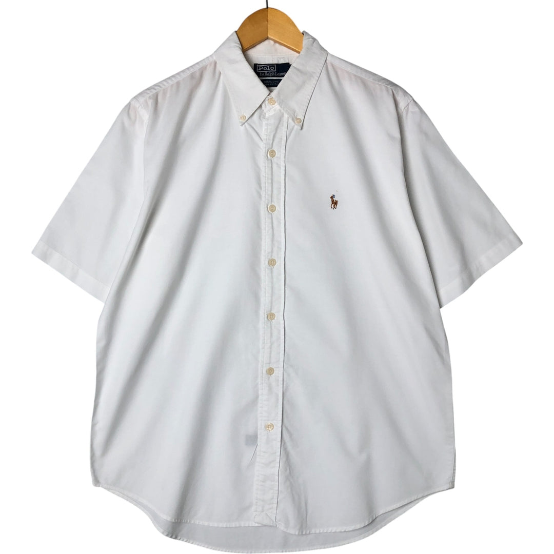 Ralph Lauren POLO by Ralph Lauren MARLOWE short sleeve button down shirt, men's size L cotton white type Vintage Second Hand
