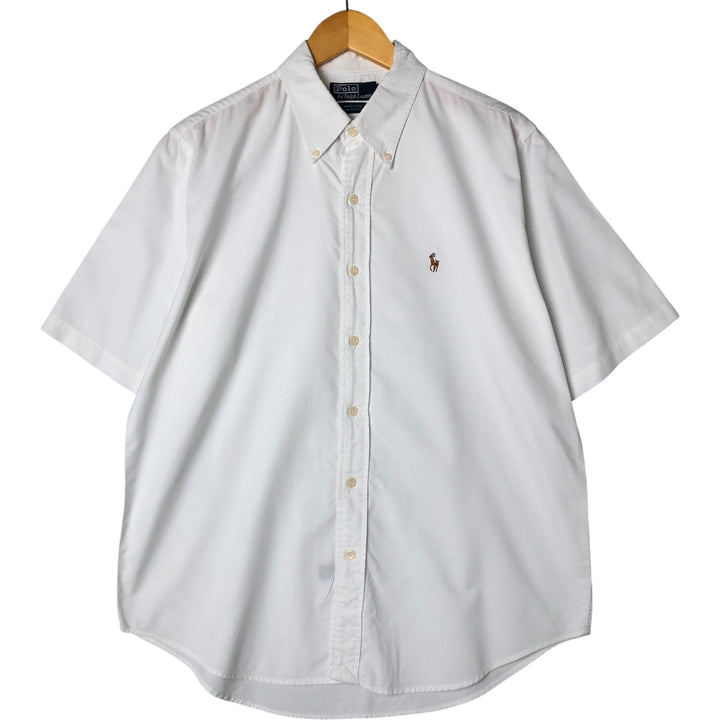 Ralph Lauren POLO by Ralph Lauren MARLOWE short sleeve button down shirt, men's size L cotton white type Vintage Second Hand