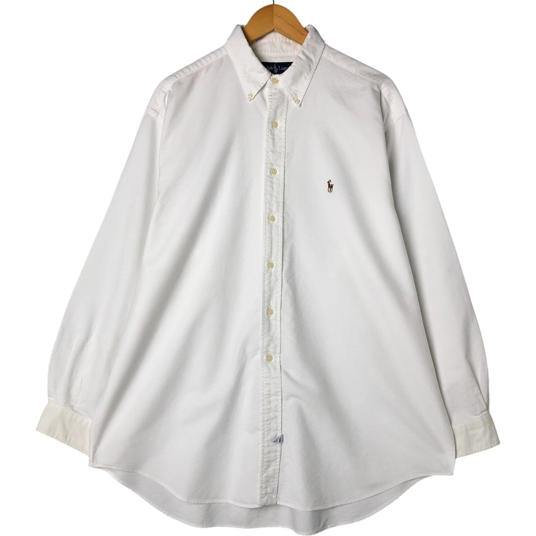 Ralph Lauren YARMOUTH long sleeve button down shirt, men's XL size cotton white type Vintage Second Hand