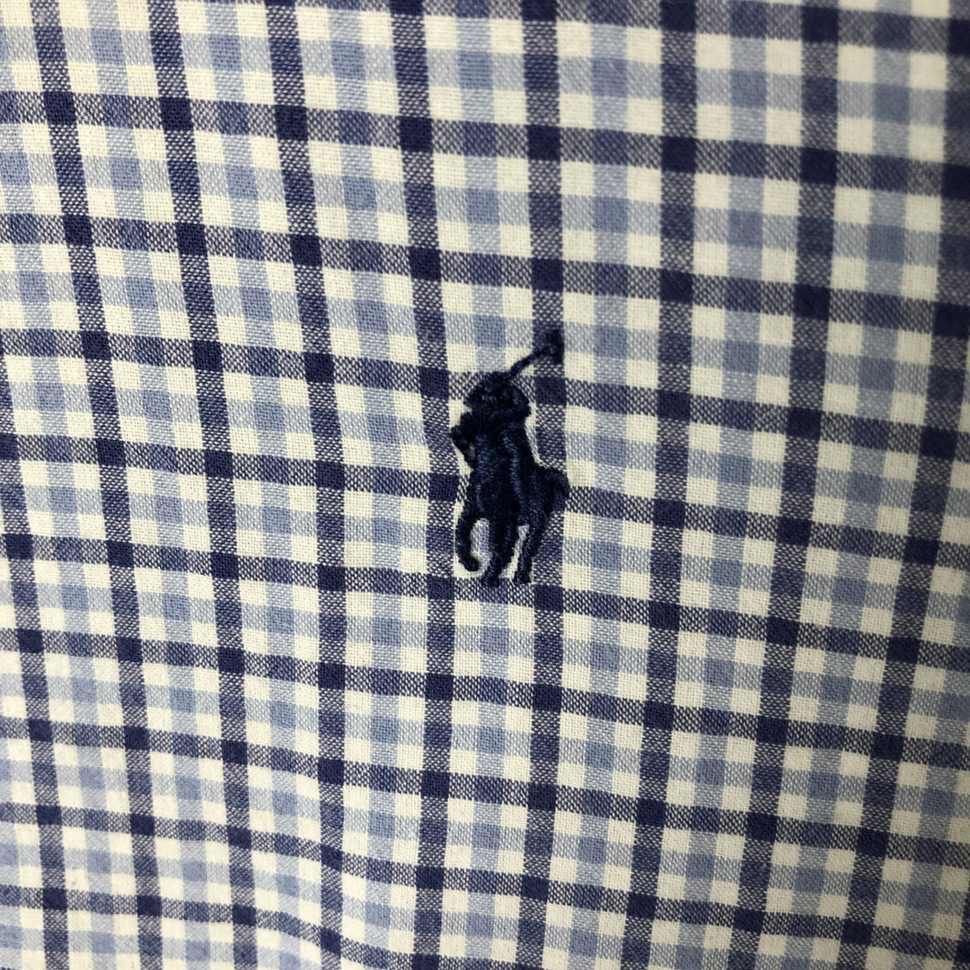 Ralph Lauren BLAKE short sleeve button down check shirt, men's size L cotton blue type Vintage Second Hand