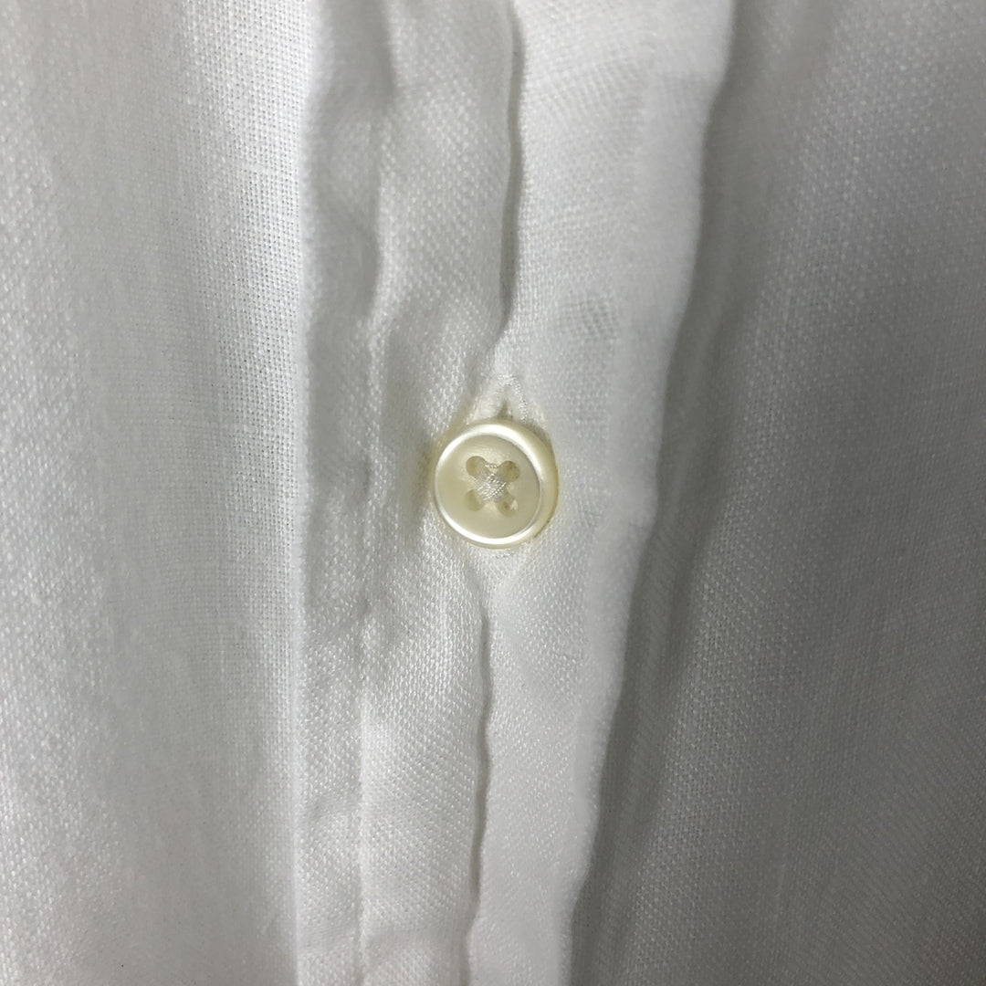 Ralph Lauren Classic Fit short sleeve linen button down shirt, men's size L linen white type Vintage Second Hand