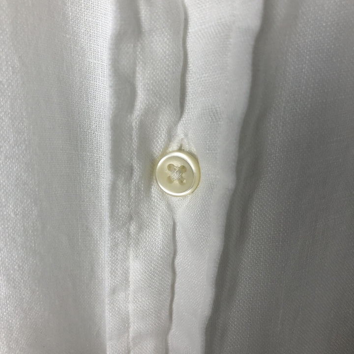 Ralph Lauren Classic Fit short sleeve linen button down shirt, men's size L linen white type Vintage Second Hand