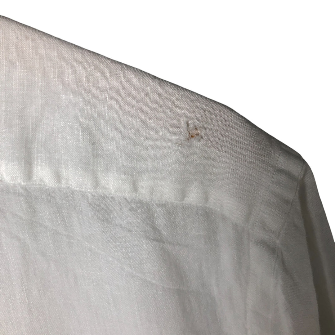 Ralph Lauren Classic Fit short sleeve linen button down shirt, men's size L linen white type Vintage Second Hand