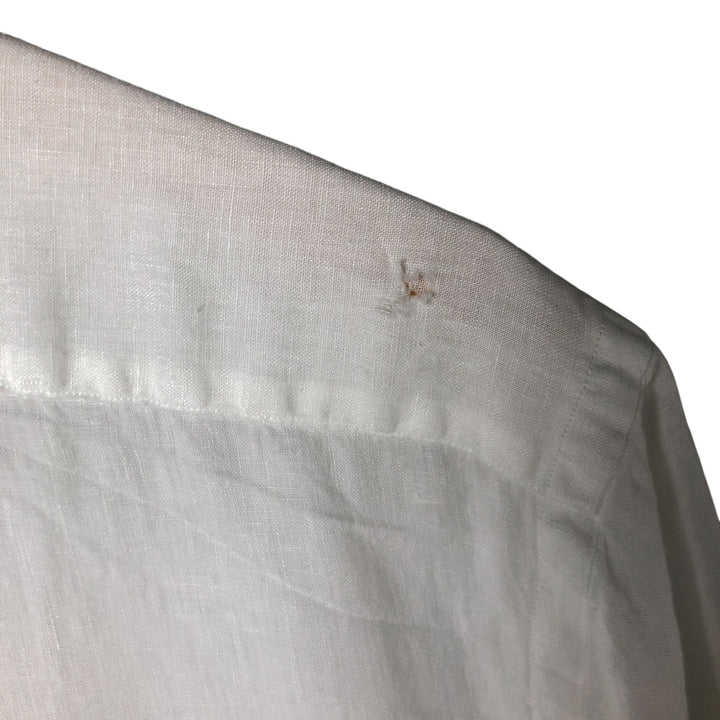 Ralph Lauren Classic Fit short sleeve linen button down shirt, men's size L linen white type Vintage Second Hand