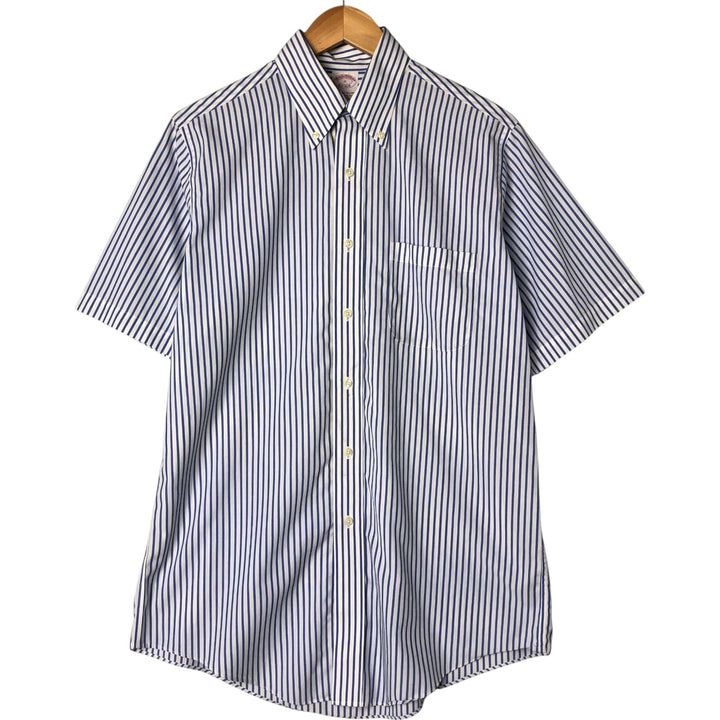 Brooks Brothers Est.1818 Short Sleeve Button-Down Striped Shirt, Men's M cotton white type Vintage Second Hand