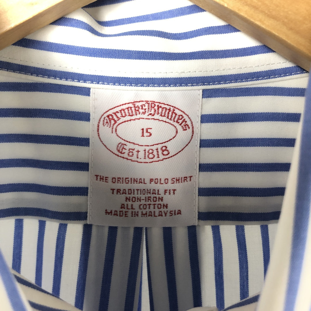 Brooks Brothers Est.1818 Short Sleeve Button-Down Striped Shirt, Men's M cotton white type Vintage Second Hand