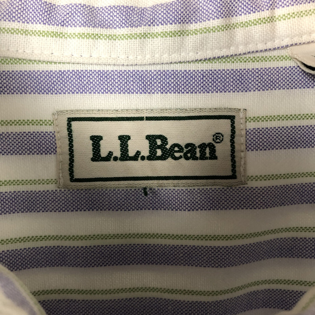 90s~00'S LLBean Multi-Stripe Short Sleeve Button-Down Striped Shirt Made in Canada Men's XL cotton white type Vintage Second Hand