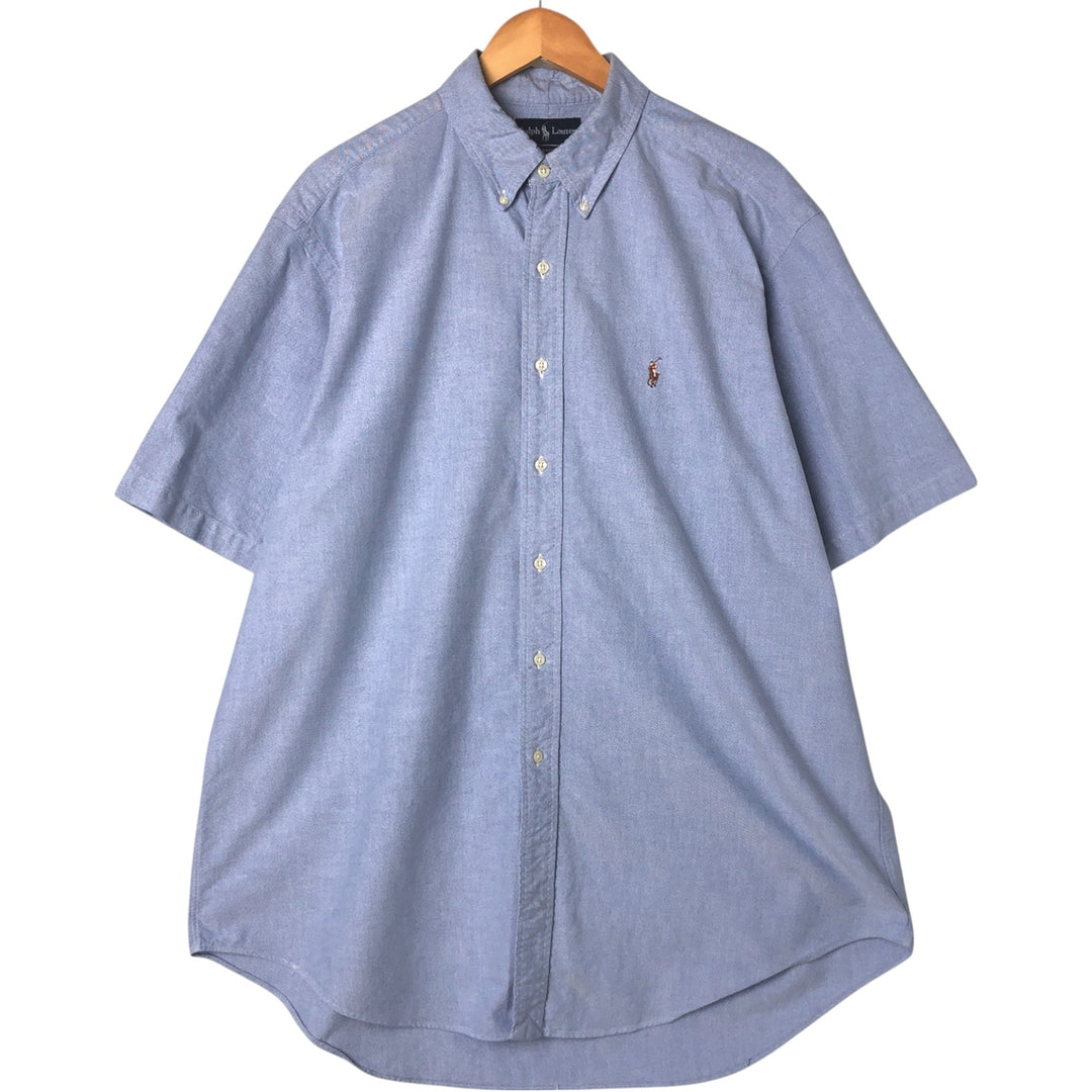 Ralph Lauren Classic Fit short sleeve button down shirt, men's size XL cotton Blue type light blue Vintage Second Hand