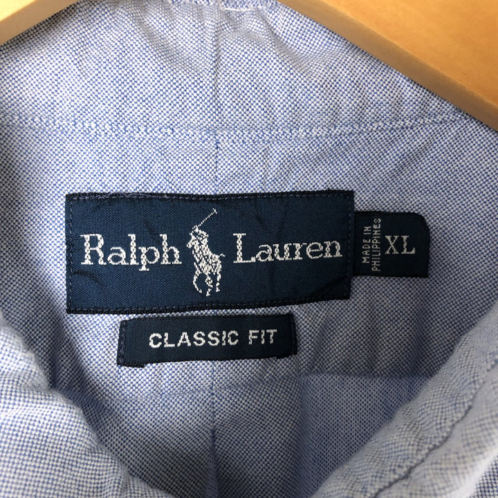 Ralph Lauren Classic Fit short sleeve button down shirt, men's size XL cotton Blue type light blue Vintage Second Hand