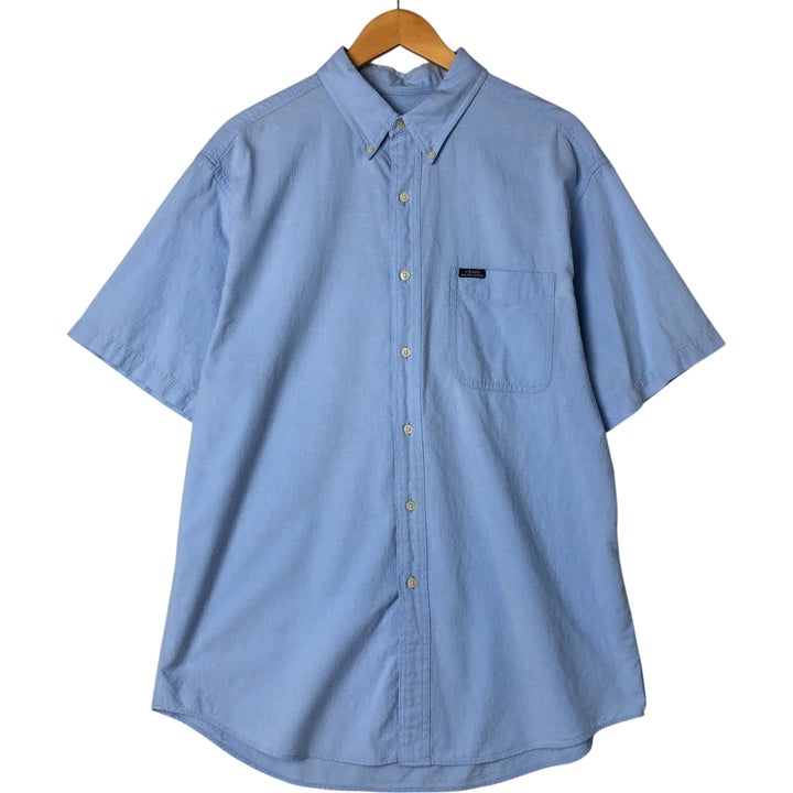90'S Ralph Lauren CHAPS short sleeve button down shirt, men's size L, vintage cotton Blue type light blue Vintage Second Hand