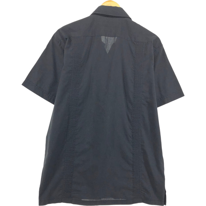 YUCATECA Short Sleeve Open Collar Mexican Shirt Cuban Shirt Box Shirt Men's M Size polyester black type Vintage Second Hand