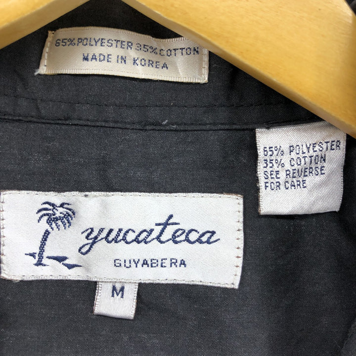 YUCATECA Short Sleeve Open Collar Mexican Shirt Cuban Shirt Box Shirt Men's M Size polyester black type Vintage Second Hand