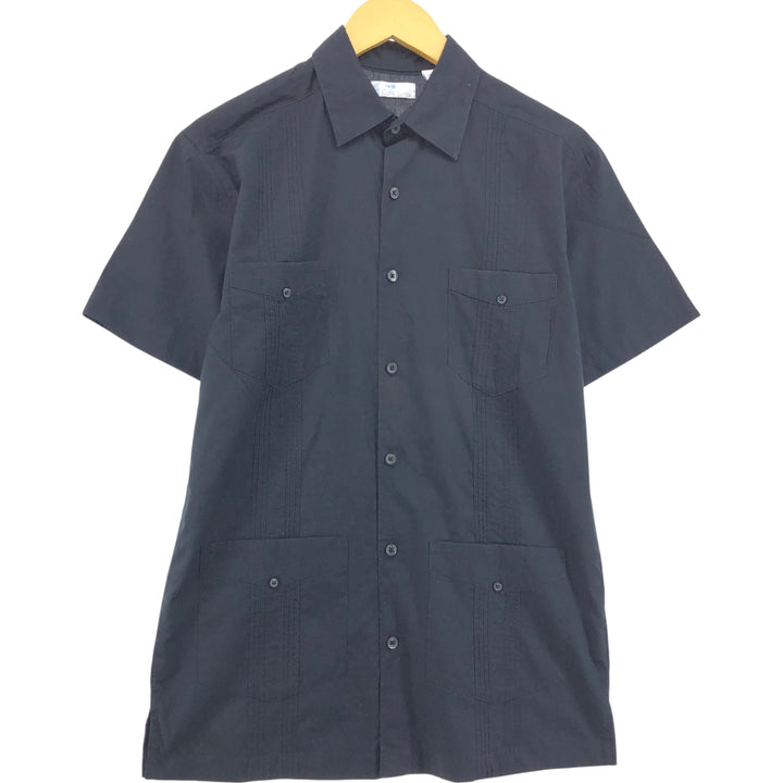 Cafe Luna Short Sleeve Mexican Shirt Cuban Shirt Box Shirt Men's Size S cotton black type Vintage Second Hand