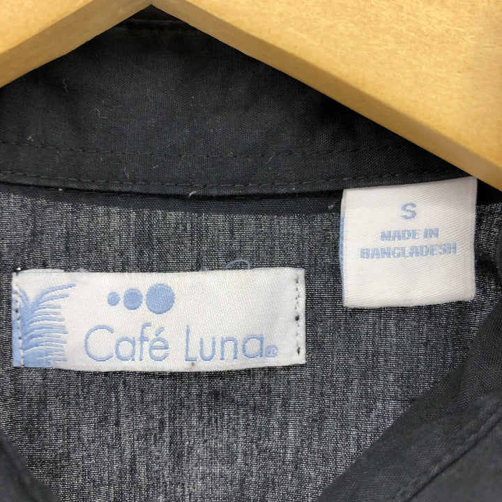 Cafe Luna Short Sleeve Mexican Shirt Cuban Shirt Box Shirt Men's Size S cotton black type Vintage Second Hand
