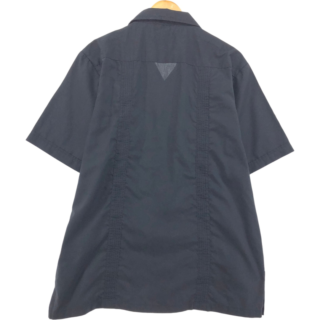 WEST LINE Short Sleeve Open Collar Mexican Shirt Cuban Shirt Box Shirt Men's XL Size polyester black type Vintage Second Hand