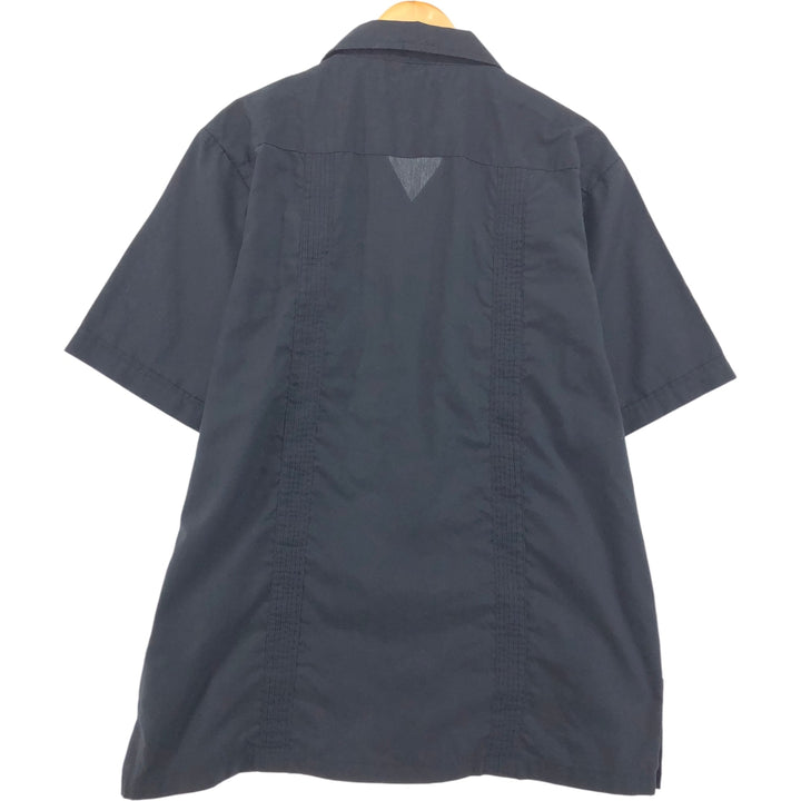 WEST LINE Short Sleeve Open Collar Mexican Shirt Cuban Shirt Box Shirt Men's XL Size polyester black type Vintage Second Hand