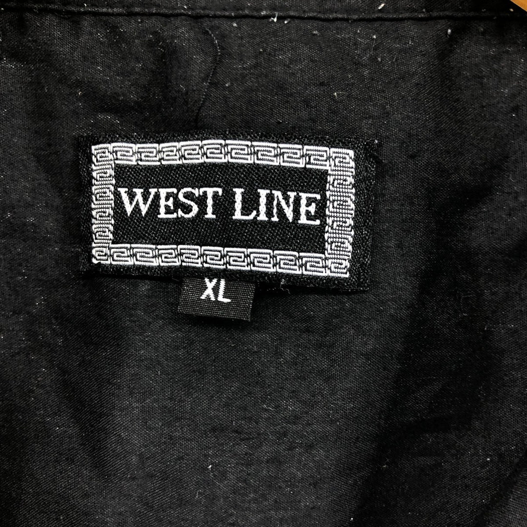 WEST LINE Short Sleeve Open Collar Mexican Shirt Cuban Shirt Box Shirt Men's XL Size polyester black type Vintage Second Hand