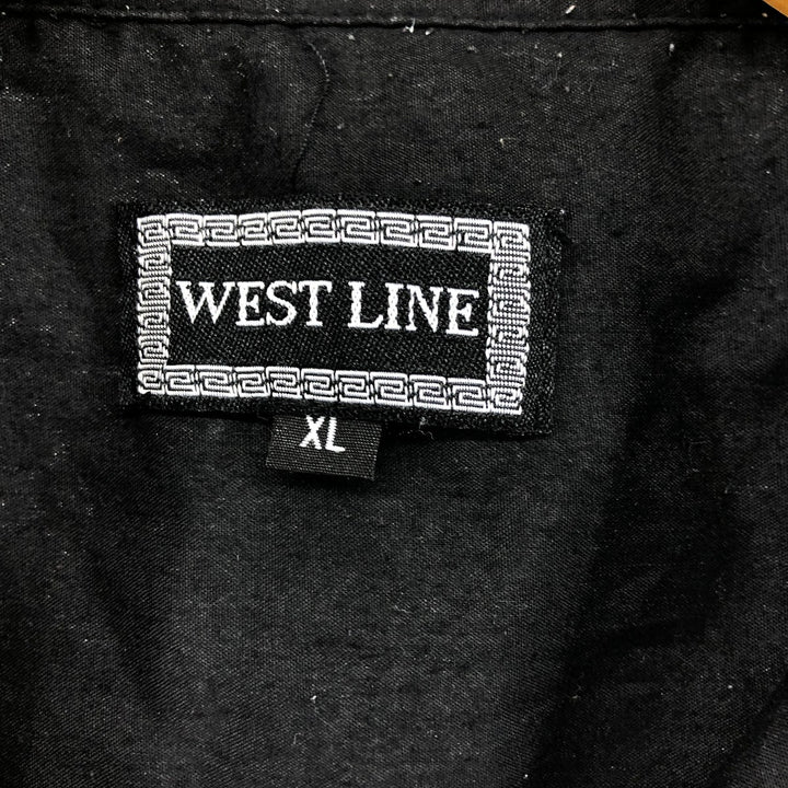 WEST LINE Short Sleeve Open Collar Mexican Shirt Cuban Shirt Box Shirt Men's XL Size polyester black type Vintage Second Hand