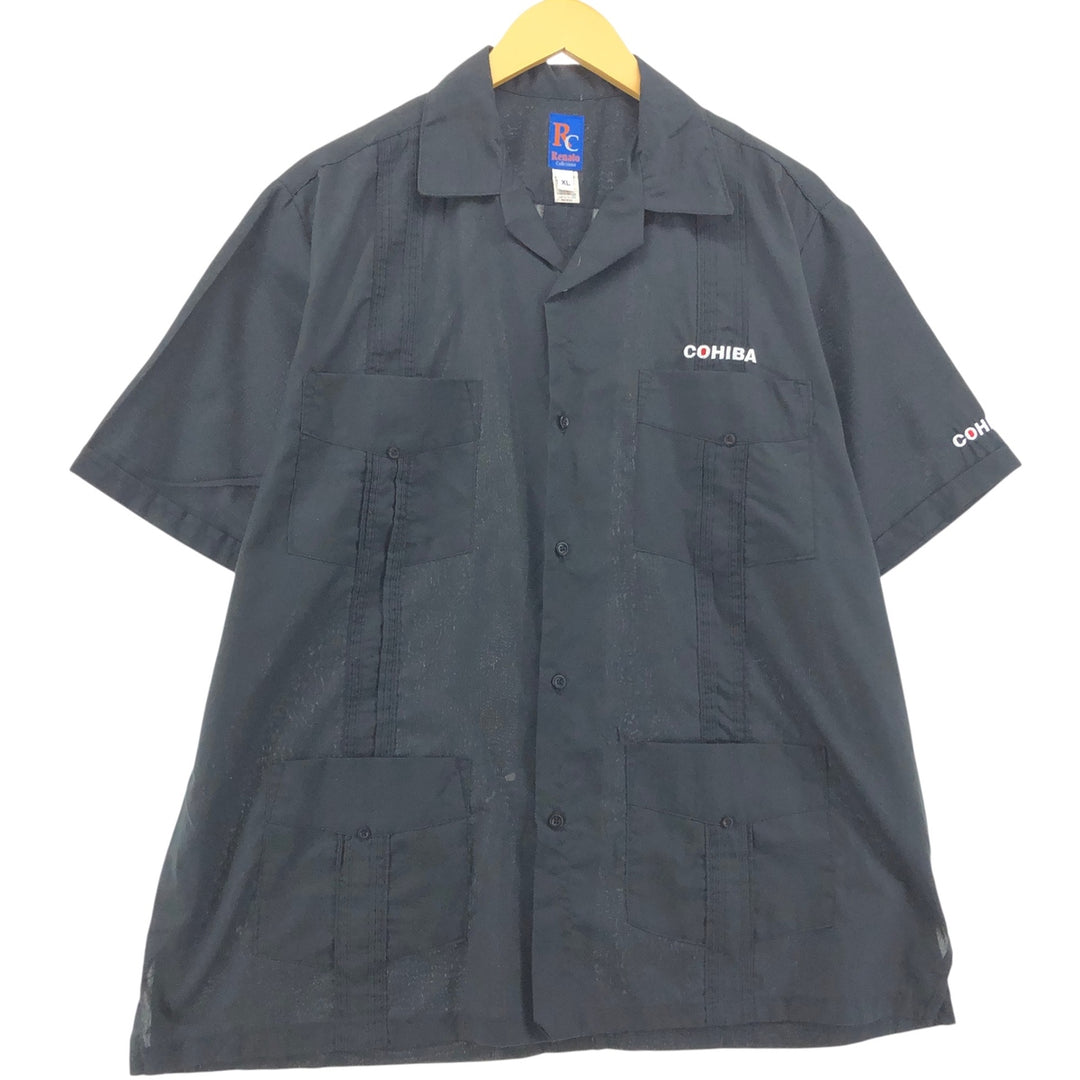 90'S RENATO Cohiba Short Sleeve Open Collar Mexican Shirt Cuban Shirt Box Shirt Made in USA Men's XL polyester black type Vintage Second Hand