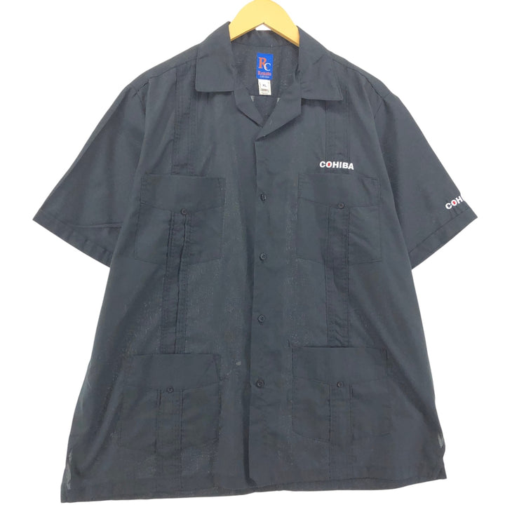 90'S RENATO Cohiba Short Sleeve Open Collar Mexican Shirt Cuban Shirt Box Shirt Made in USA Men's XL polyester black type Vintage Second Hand